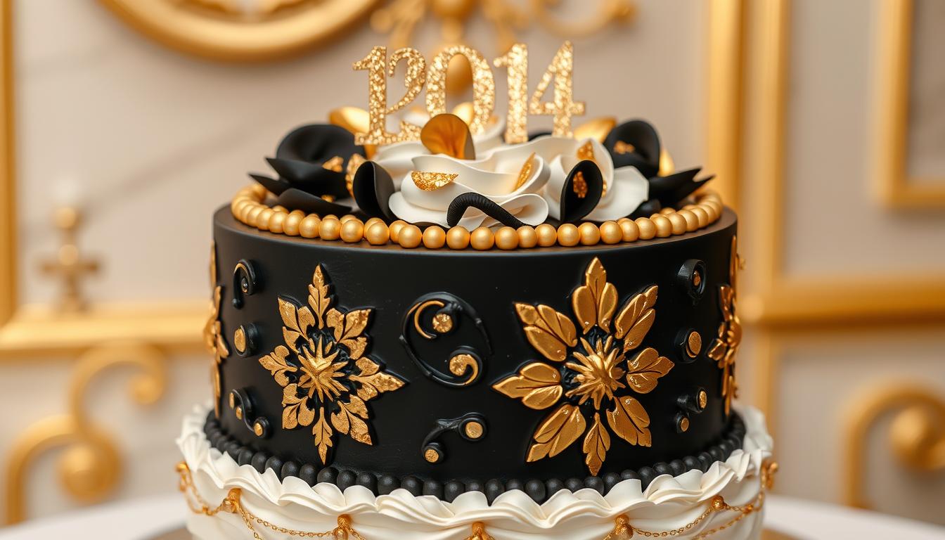 black and gold birthday cake